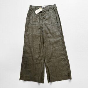 NWT Evereve Jodie Wide Leg Crop Olive Sz 25